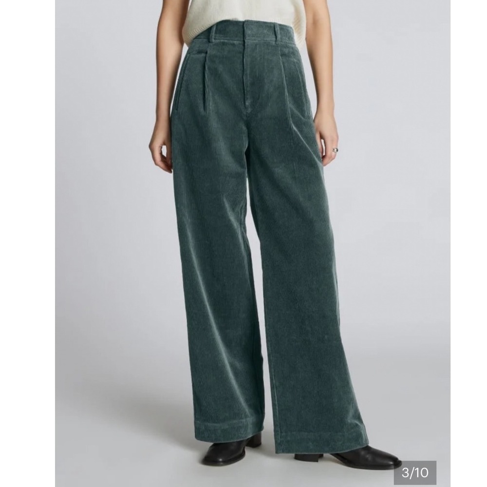 Everlane THE CORDUROY WAY-HIGH DRAPE PANT Green Size 6